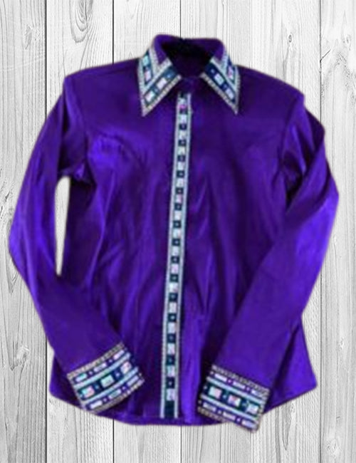 Violet Western Show Shirt with Matching Saddle Pad