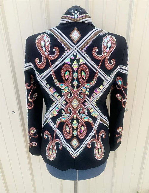 Rose Gold & Silver Western Show Jacket with Black Base