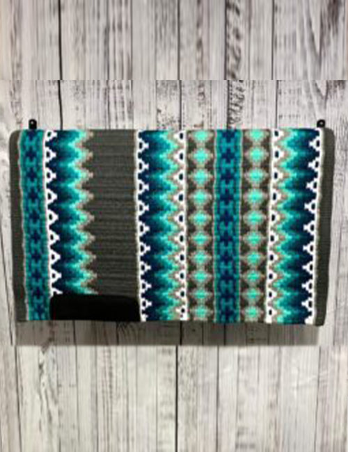 Dark Olive & Blue Equestrian Western Show Saddle Saddle Pad