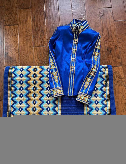 Blue Western Show Shirt with matching Saddle Pad