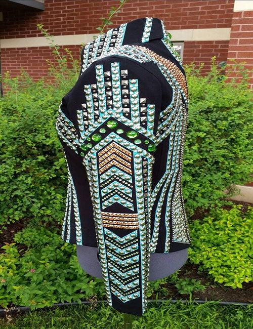 Cyan Western Show Jacket with Black Base