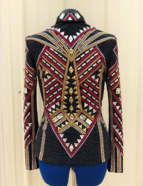 Golden & Red Western Show Jacket with Black Base