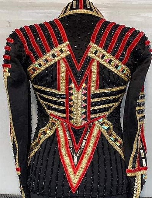 Golden and Red Rodeo Queen Show Jacket With Black Base