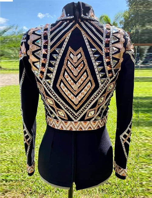 Golden with Black Base Western Bolero Vest, Rodeo Queen Vest