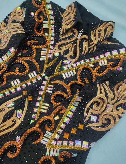 Brown & Orange Western Show Jacket on Black Base