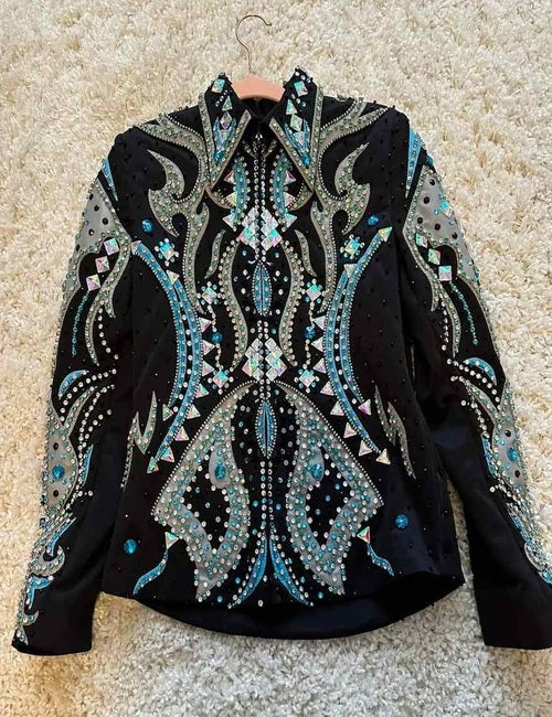 Blue with Grey Western Show Jacket on Black