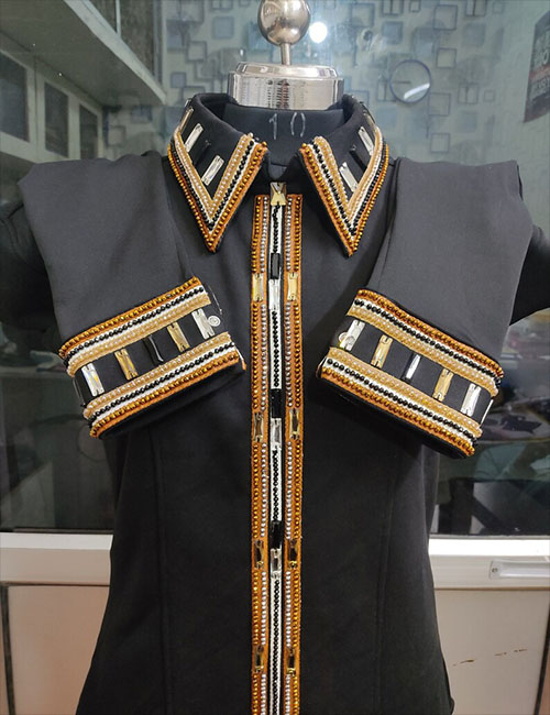 Black with Orange Western Show Shirt