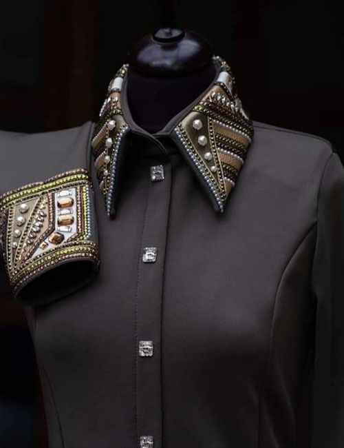 Black with Copper Western Show Shirt - Western Show Apparels
