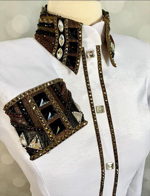 White with Black Western Show Shirt - Western Show Apparels