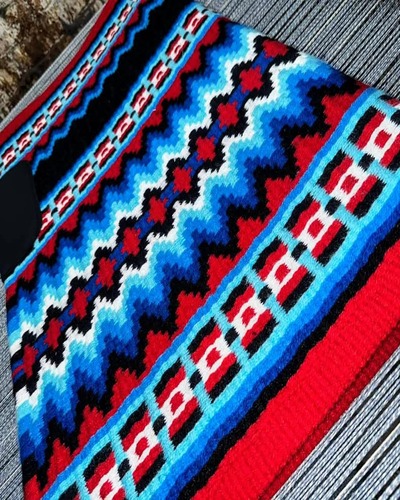 Blue Red Western Show Saddle Pad